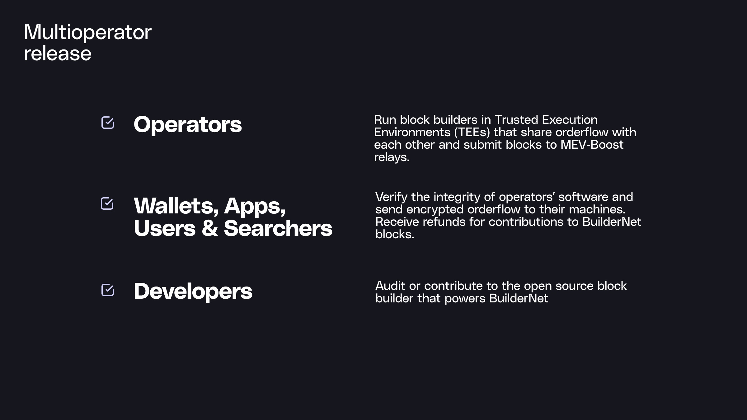 Multioperator release